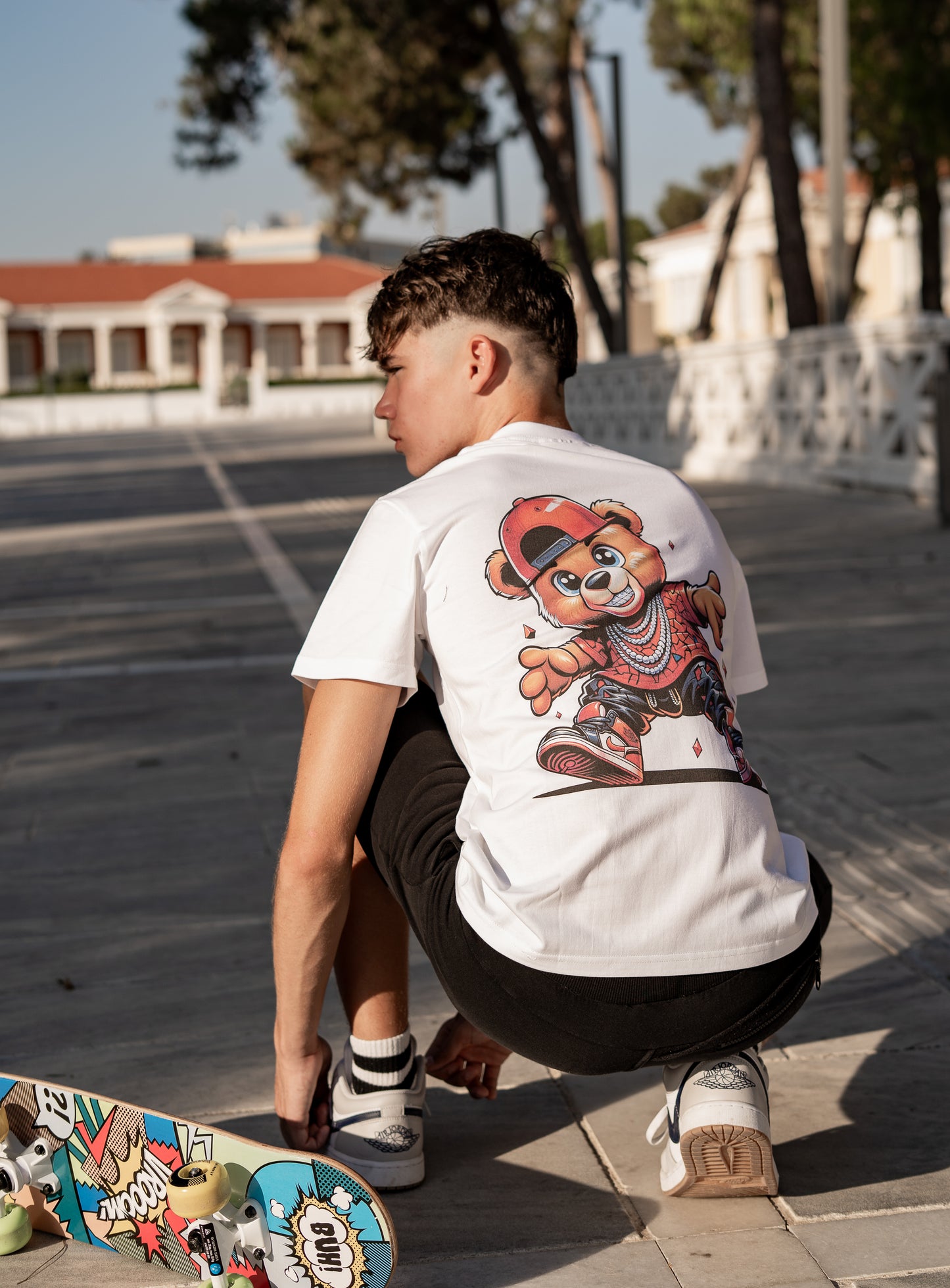 Hip Hop Bear Graphic White T-Shirt β Quest Clothing