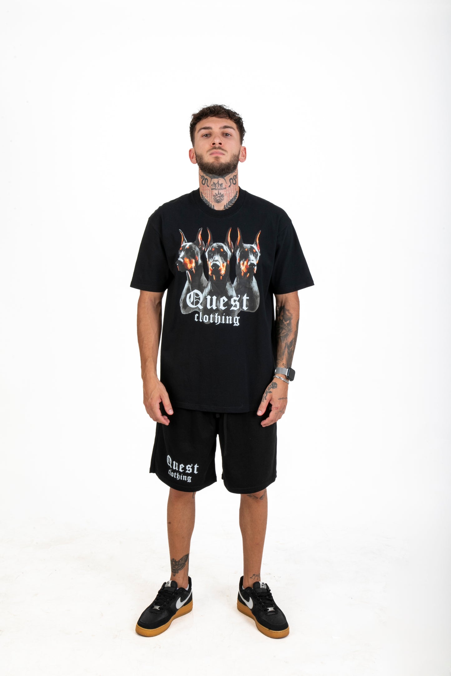 Original Text Black Shorts - Quest Clothing