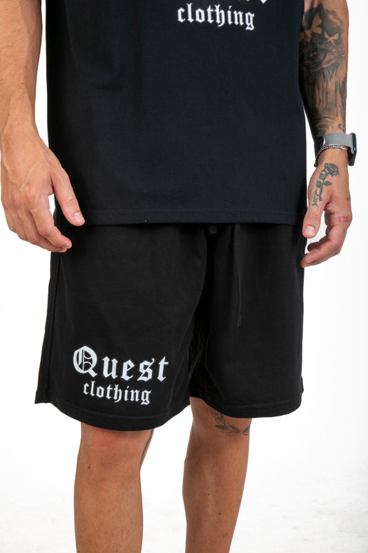 Original Text Black Shorts - Quest Clothing