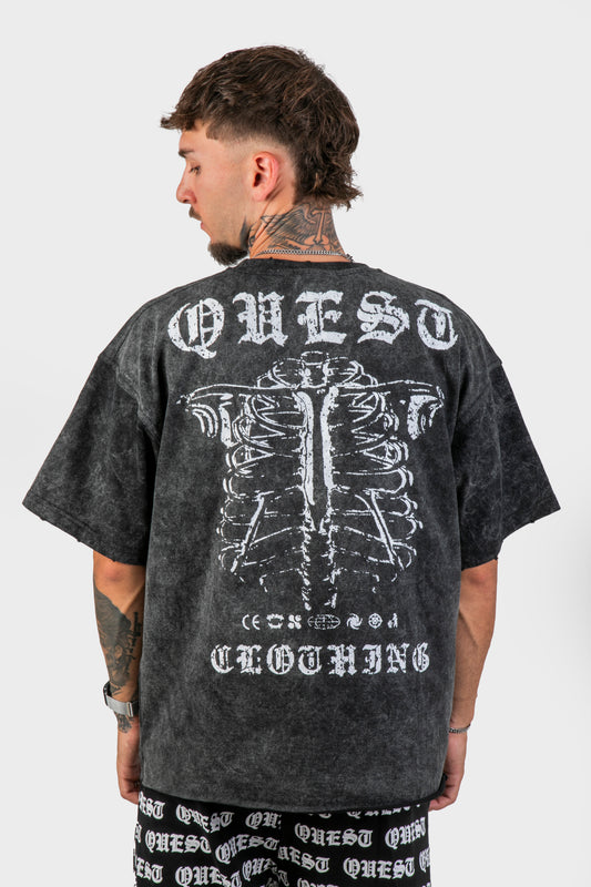Bones Oversized Graphic T-Shirt – Washed Black