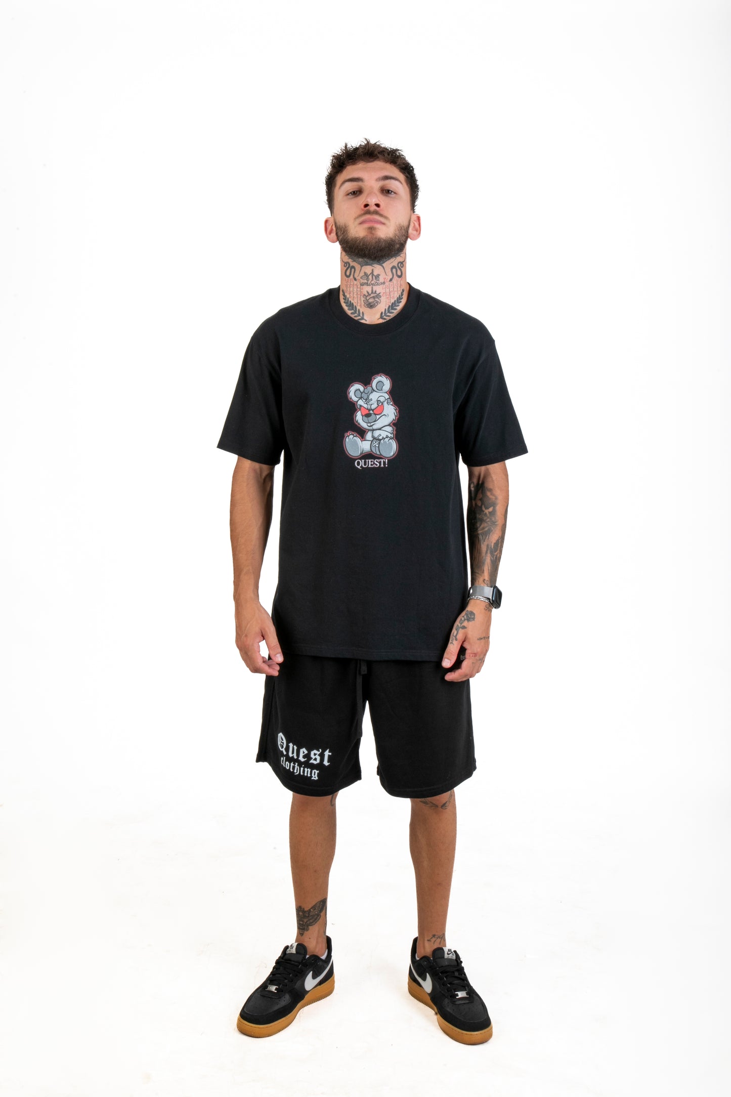Angry Teddy Bear Graphic Black T-Shirt β Quest Clothing