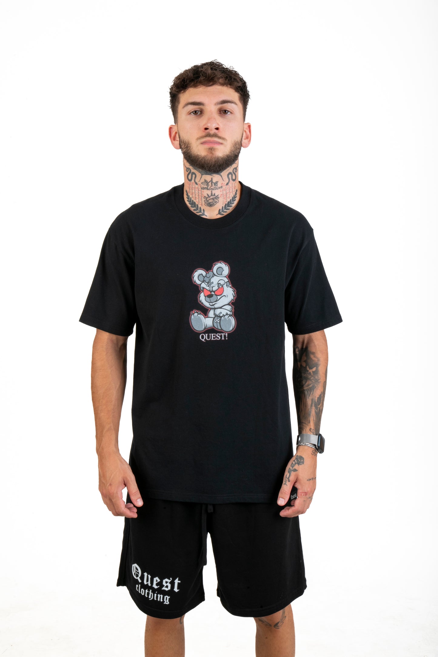 Angry Teddy Bear Graphic Black T-Shirt β Quest Clothing