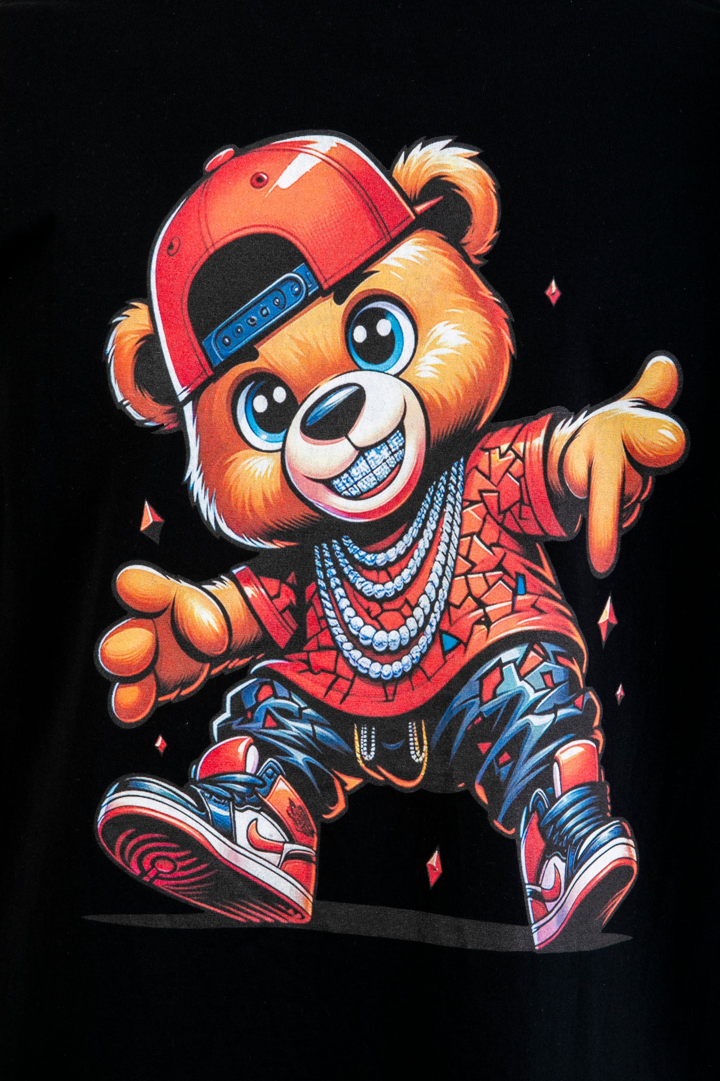 Hip Hop Bear Graphic Black T-Shirt β Quest Clothing