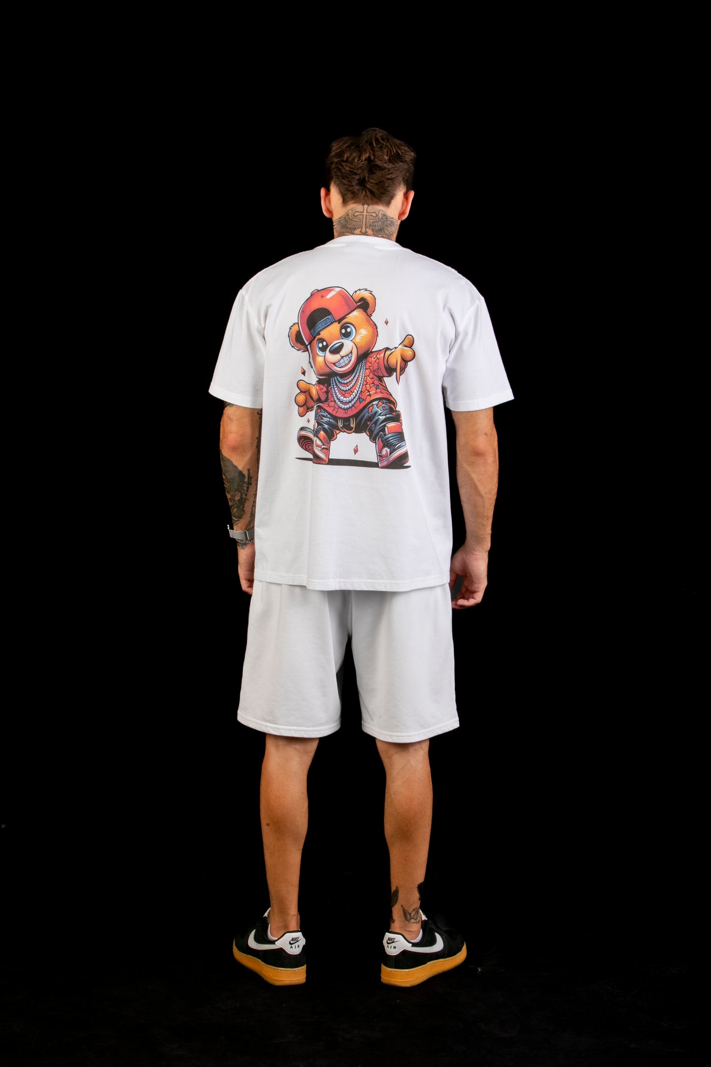 Hip Hop Bear Graphic White T-Shirt β Quest Clothing