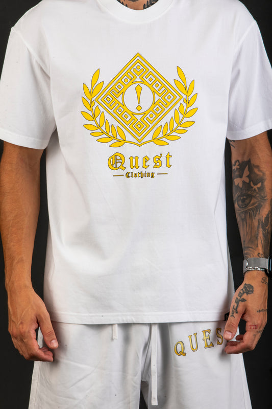 Gold Greek Symbol Graphic White T-Shirt – Quest Clothing