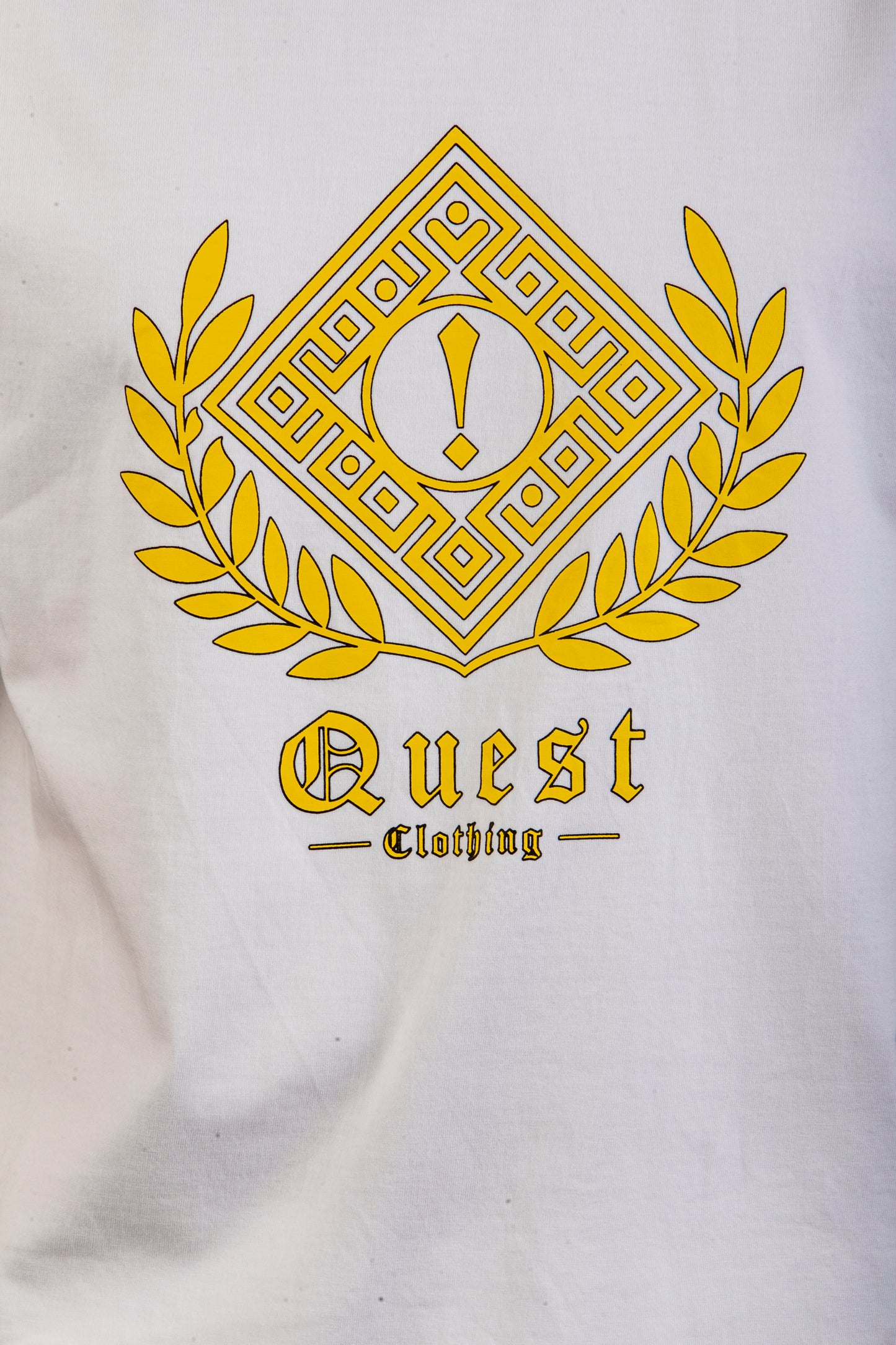 Gold Greek Symbol Graphic White T-Shirt β Quest Clothing