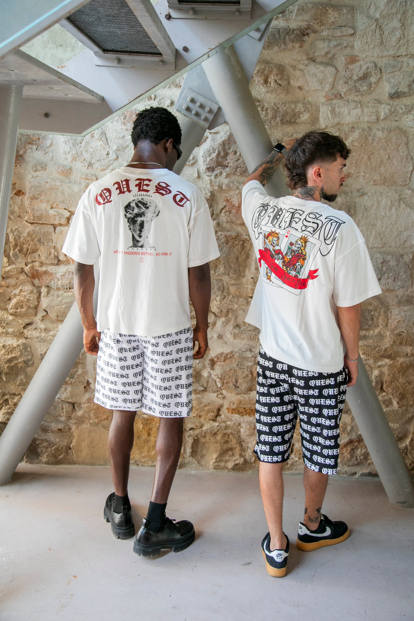 Red Statue Oversized Graphic T-Shirt – White