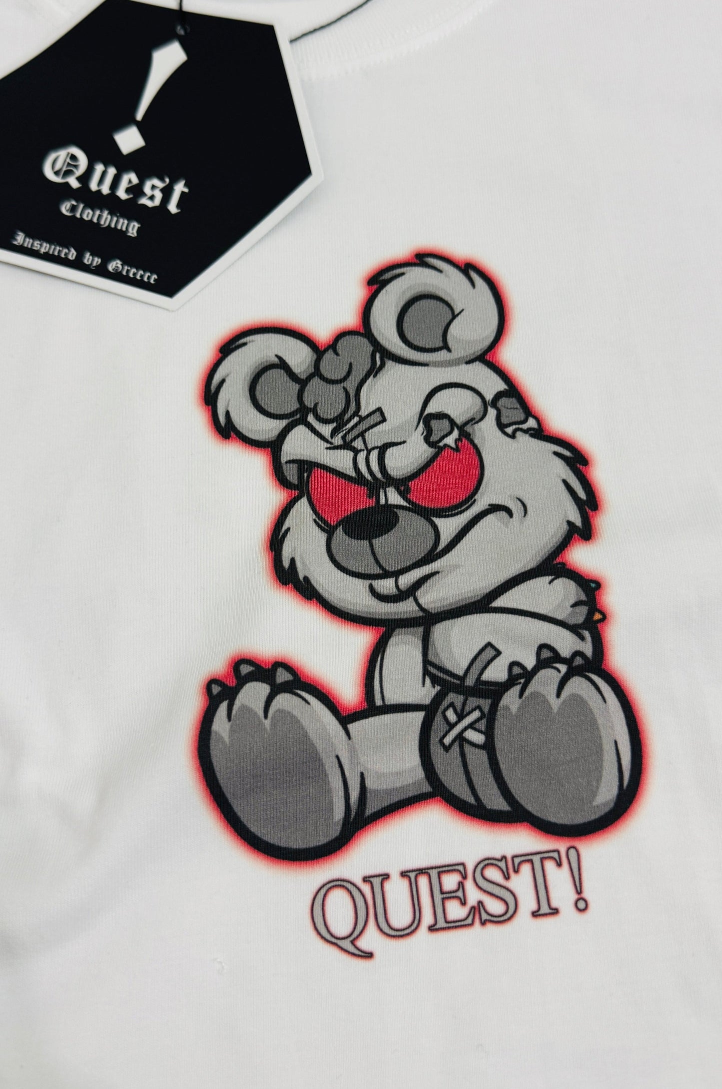 Angry Teddy Bear Graphic White T-Shirt β Quest Clothing