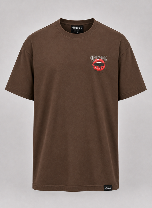 Spider Lips Oversized T-Shirt - Brown