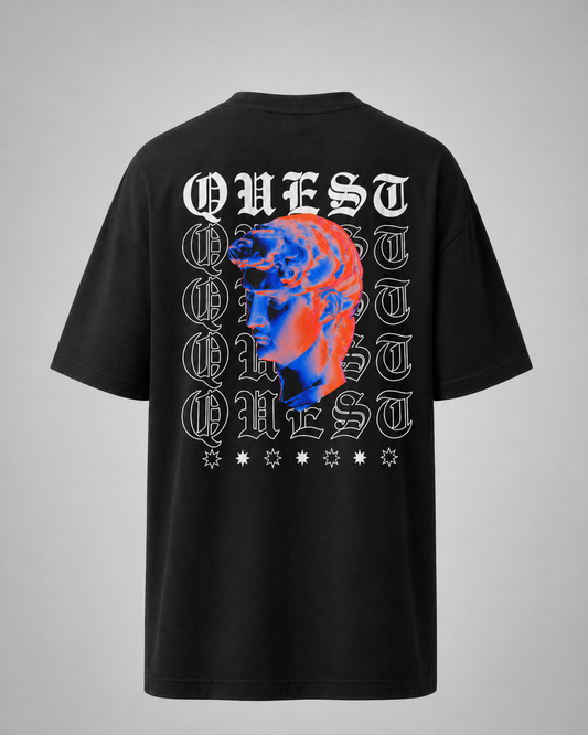 Colorful Statue Oversized T-Shirt - Black
