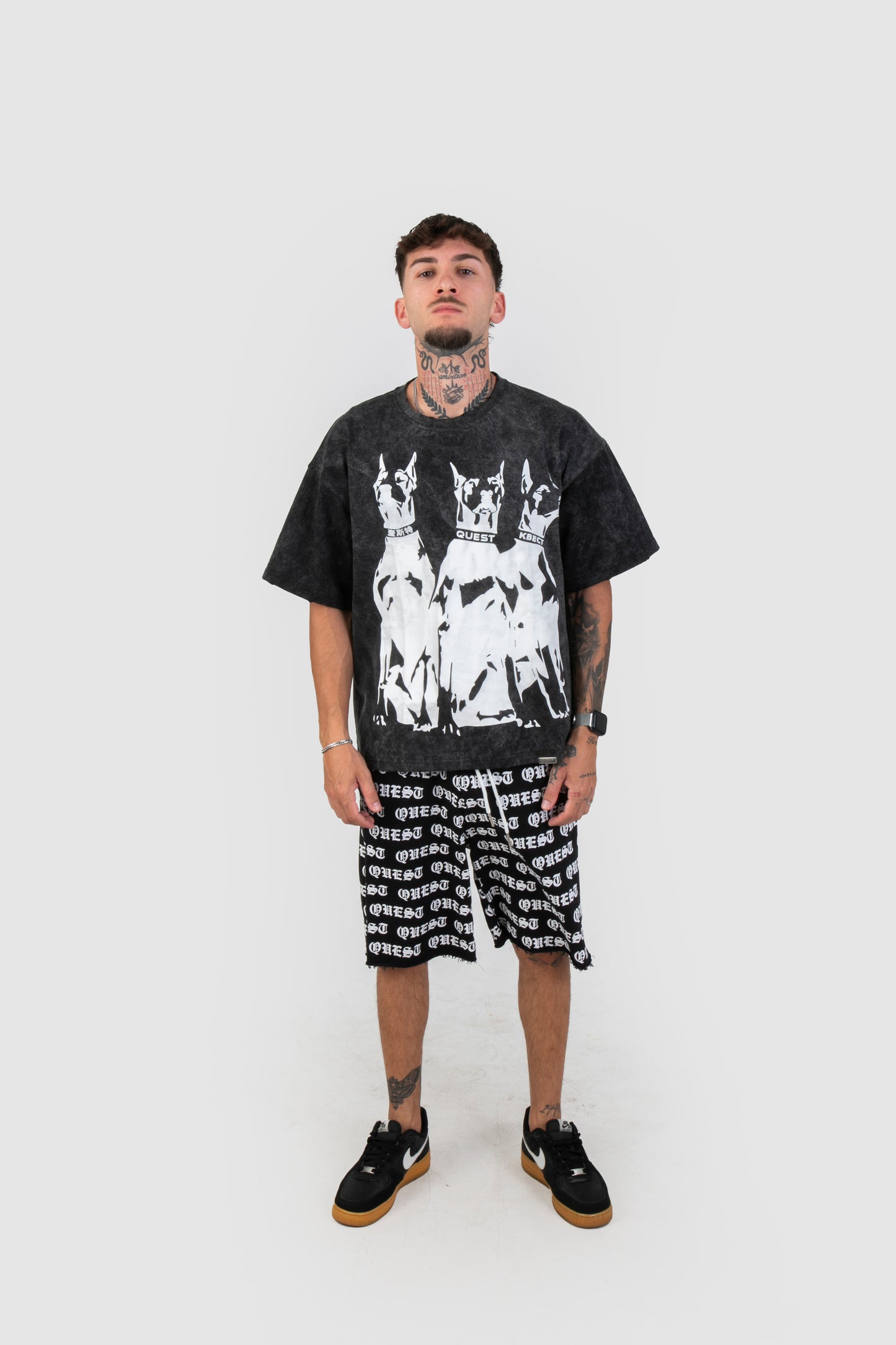 Ghost Doberman Oversized Graphic T-Shirt – Washed Black