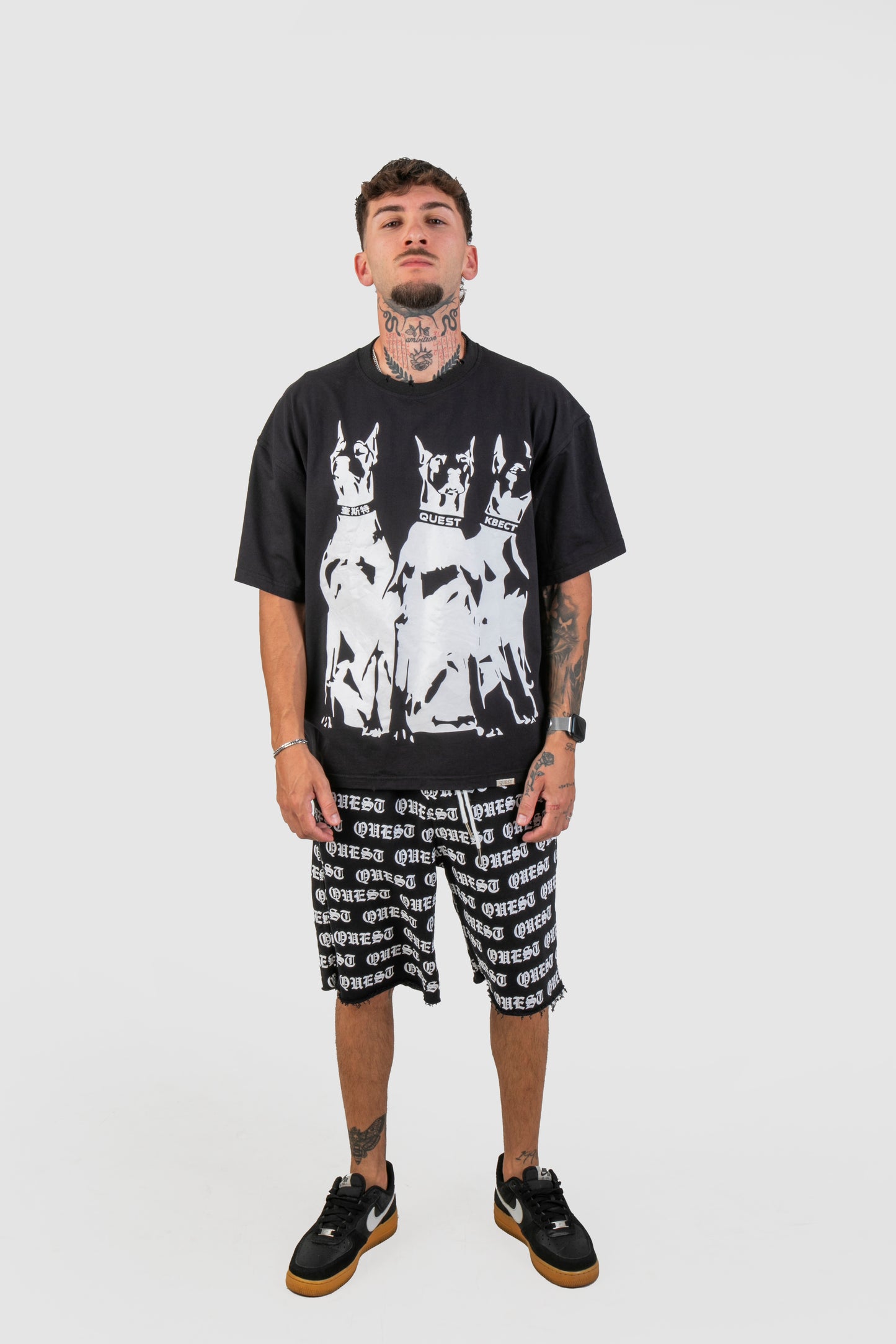 Ghost Doberman Oversized Graphic T-Shirt –  Black