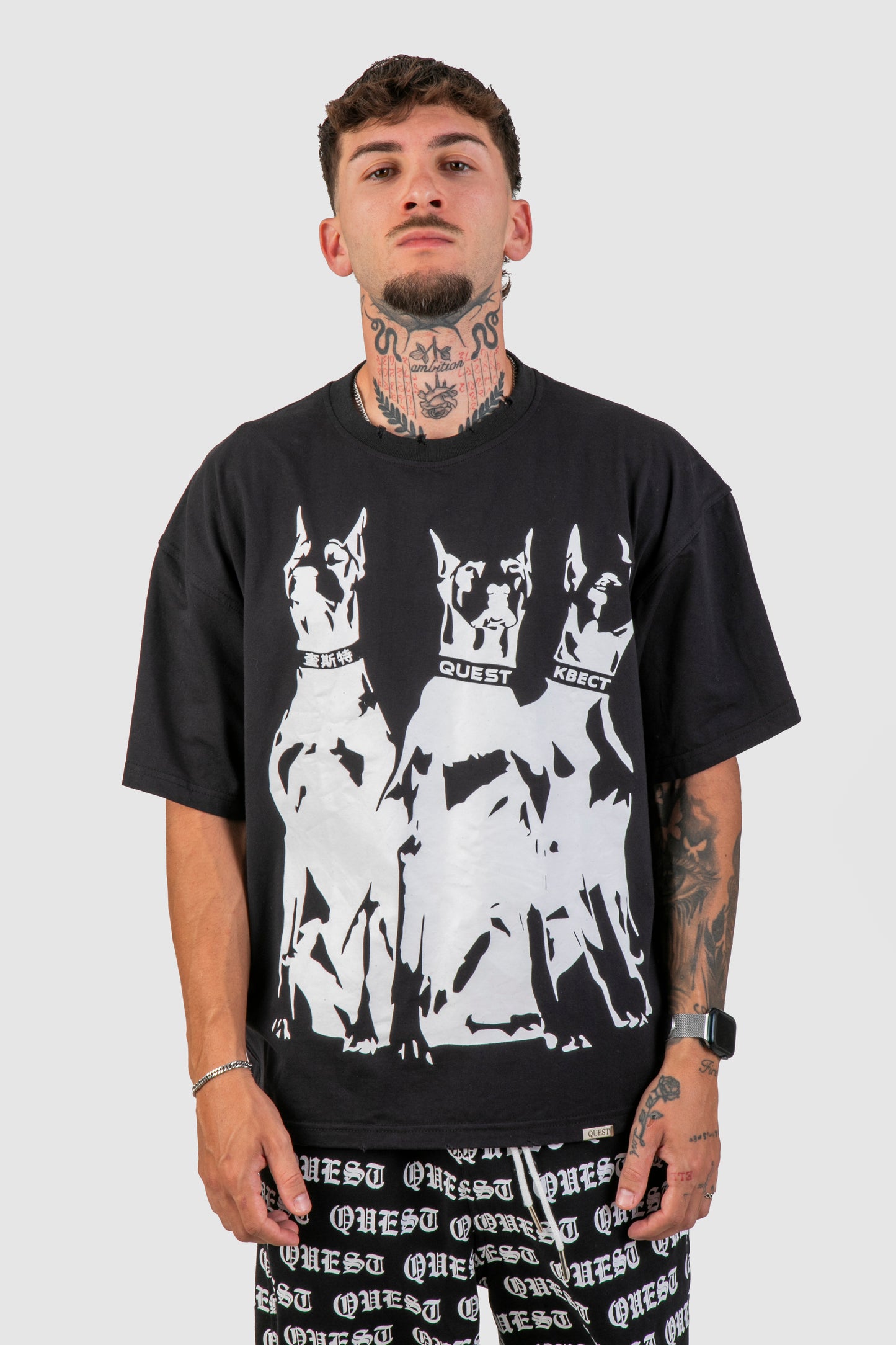 Ghost Doberman Oversized Graphic T-Shirt –  Black