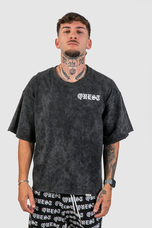 Multi Color Statue Oversized Graphic T-Shirt – Washed Black