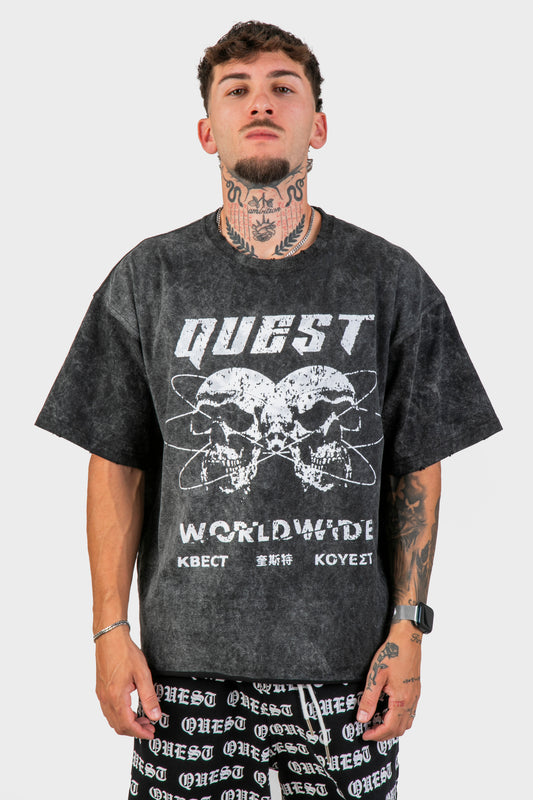Bones Oversized Graphic T-Shirt – Washed Black
