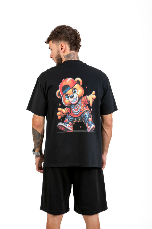 Hip Hop Bear Graphic Black T-Shirt – Quest Clothing