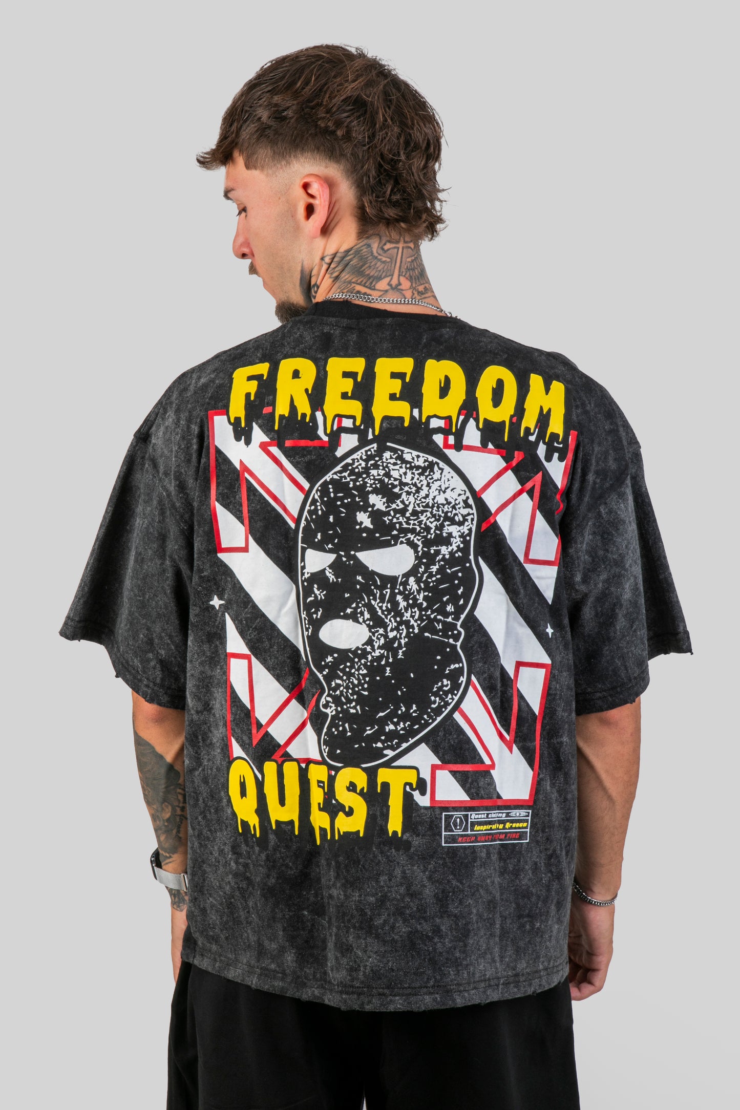 Freedom Oversized Graphic T-Shirt – Washed Black