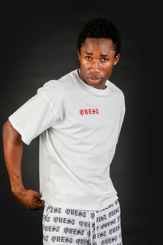 Red Statue Oversized Graphic T-Shirt – White