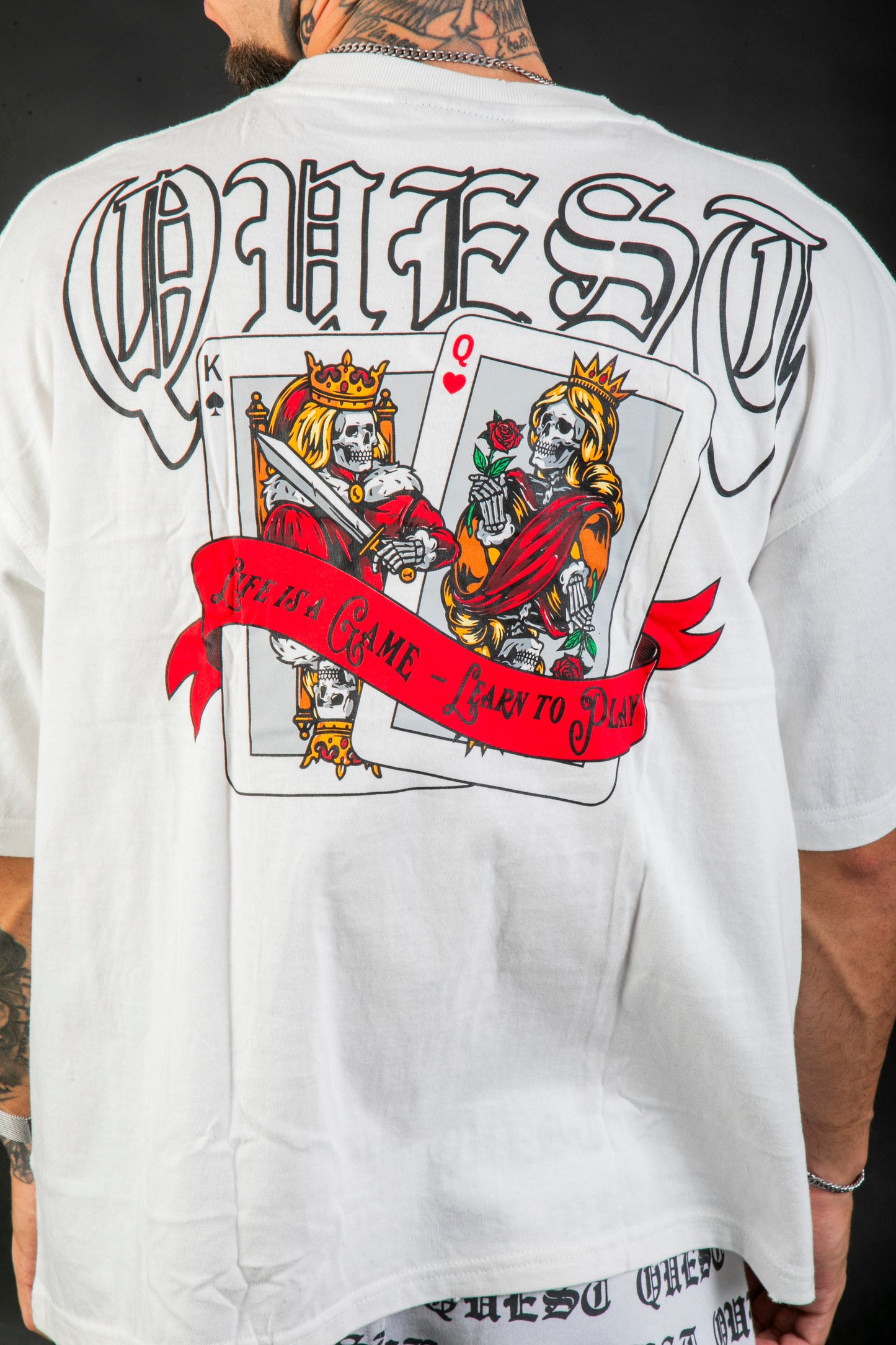 Cards Oversized Graphic T-Shirt –  White