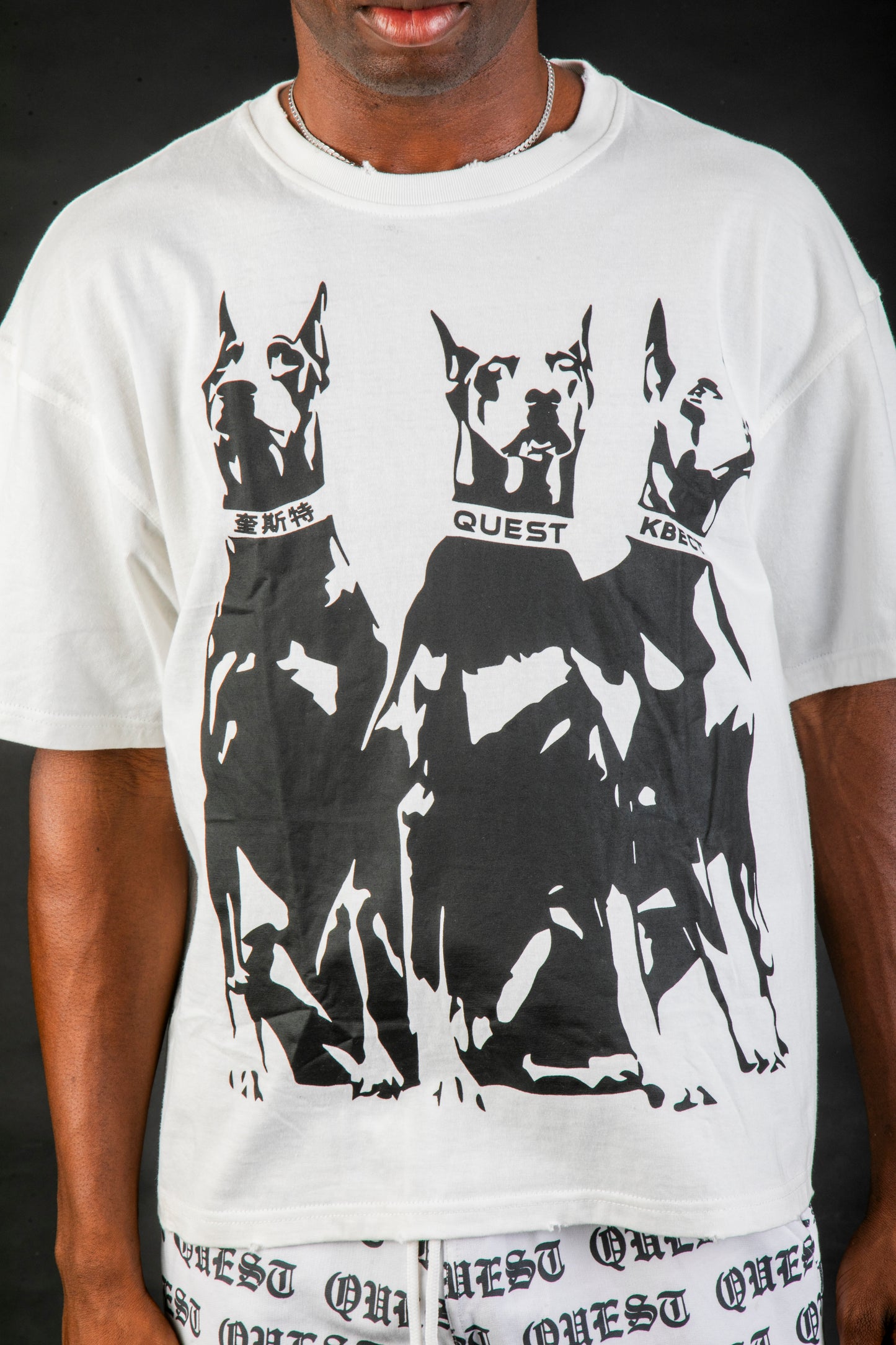 Ghost Doberman Oversized Graphic T-Shirt –  White