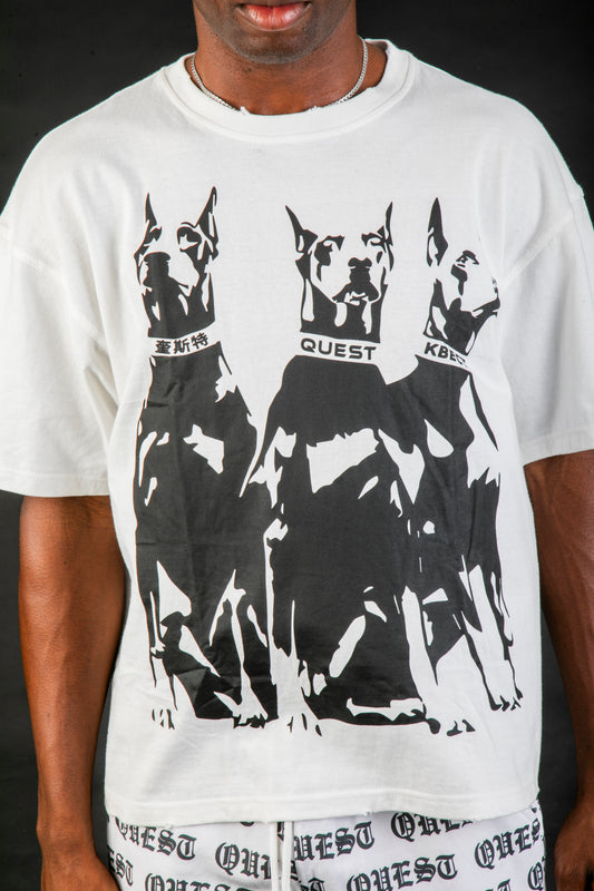 Ghost Doberman Oversized Graphic T-Shirt –  White