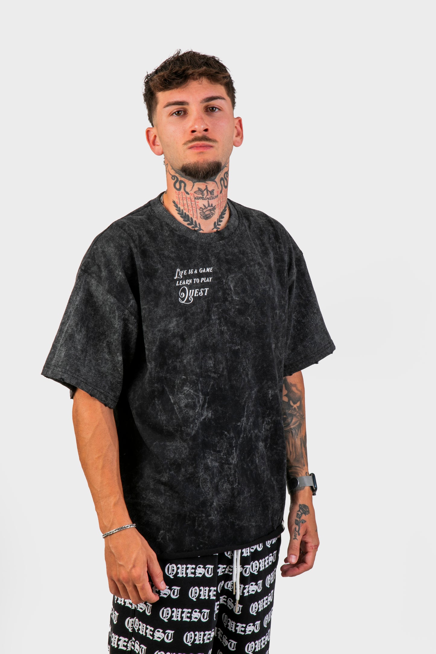 Cards Oversized Graphic T-Shirt –  Washed Black
