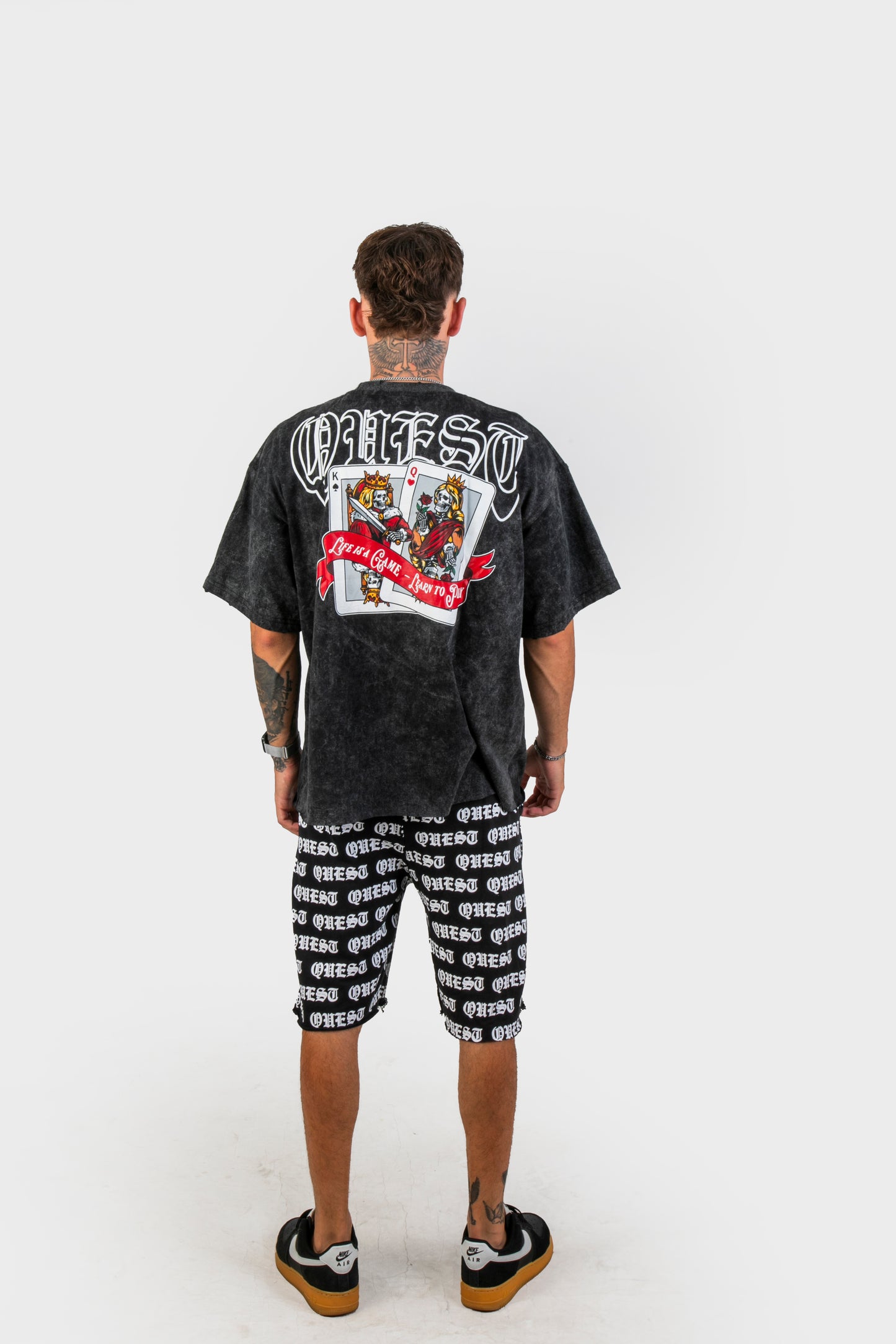 Cards Oversized Graphic T-Shirt –  Washed Black