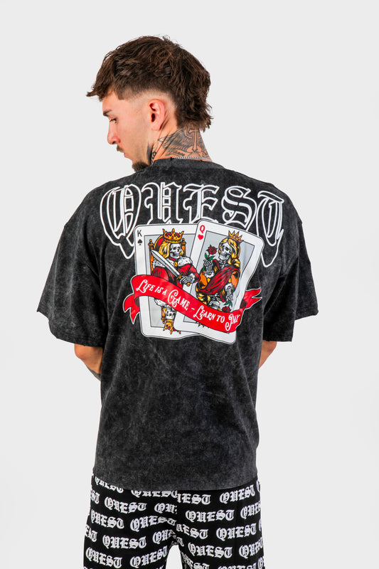 Cards Oversized Graphic T-Shirt –  Washed Black
