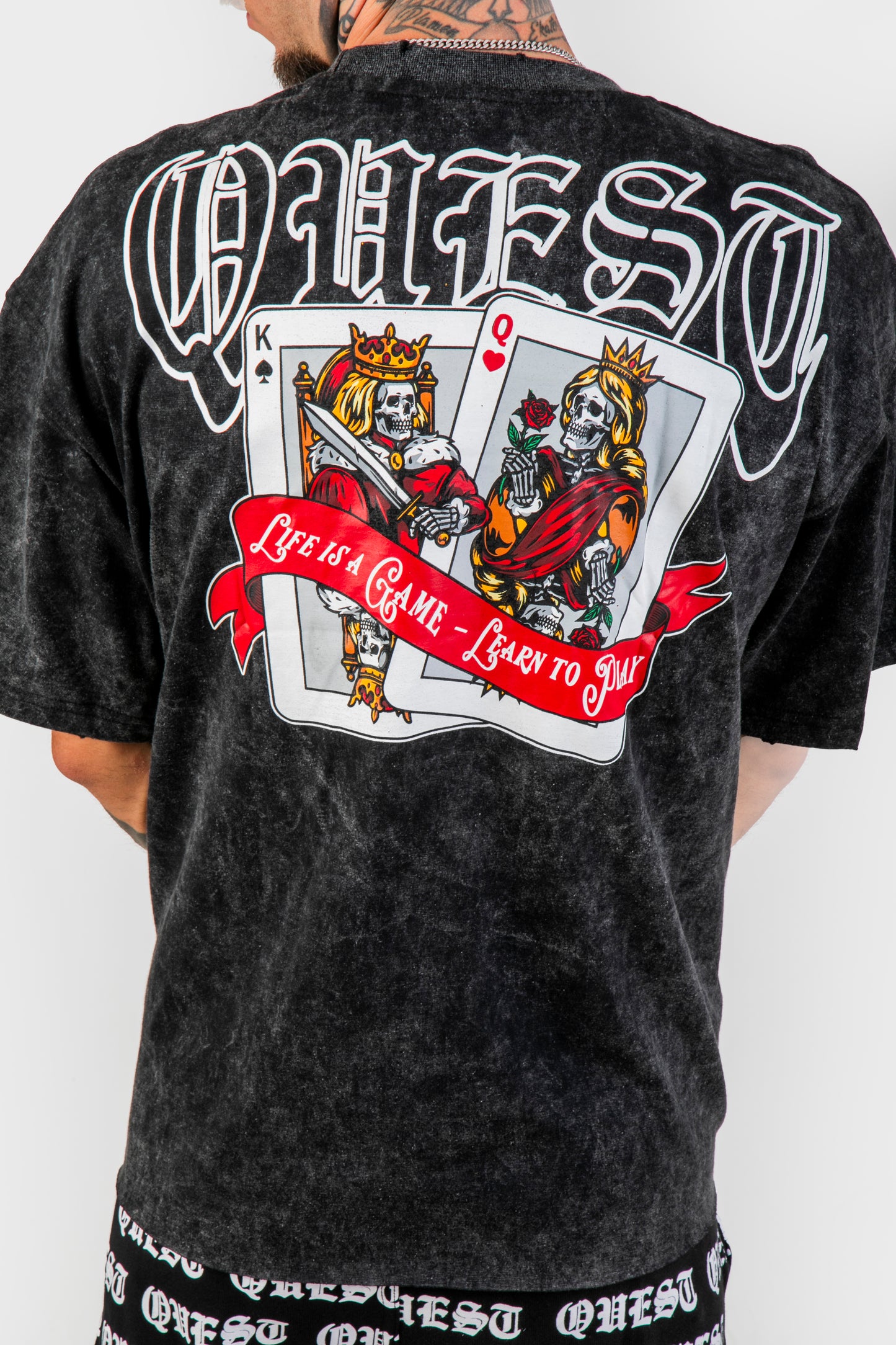 Cards Oversized Graphic T-Shirt –  Washed Black