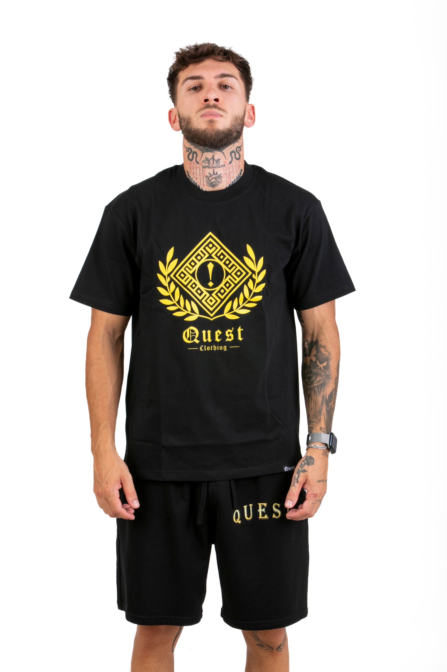 Gold Greek Symbol Graphic Black T-Shirt – Quest Clothing