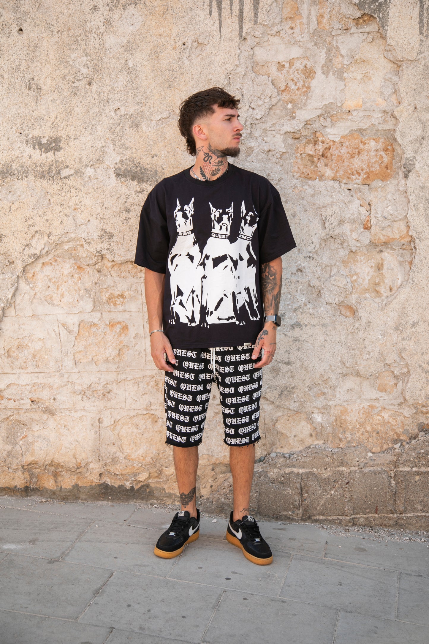 Ghost Doberman Oversized Graphic T-Shirt –  Black