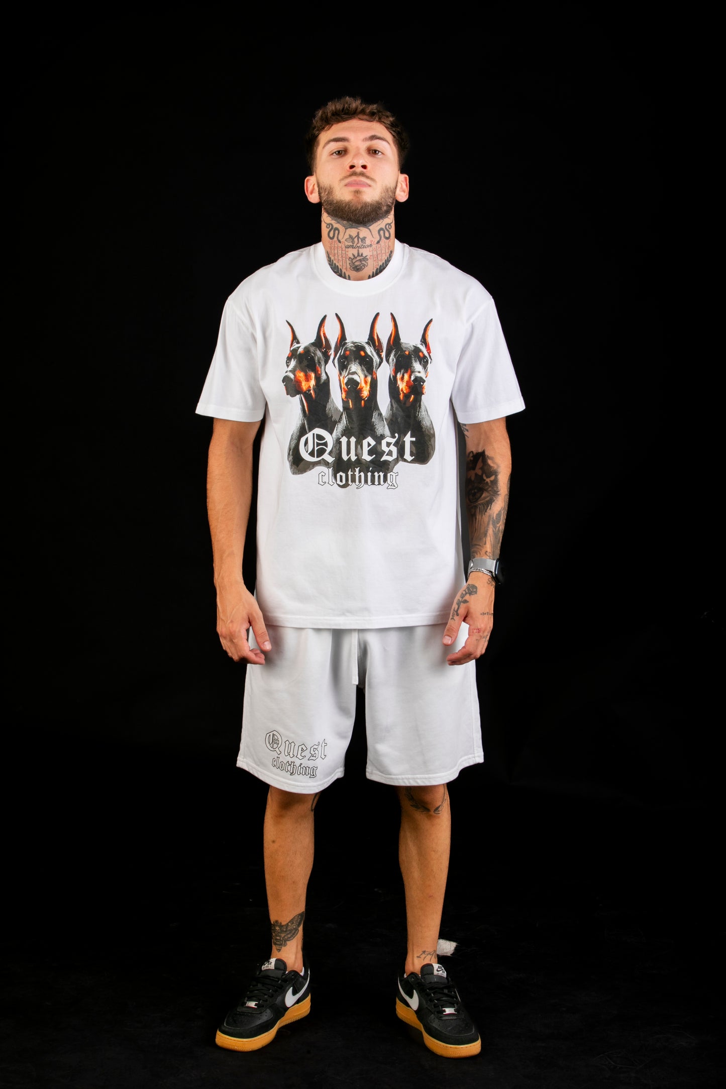 Original Text White Shorts - Quest Clothing