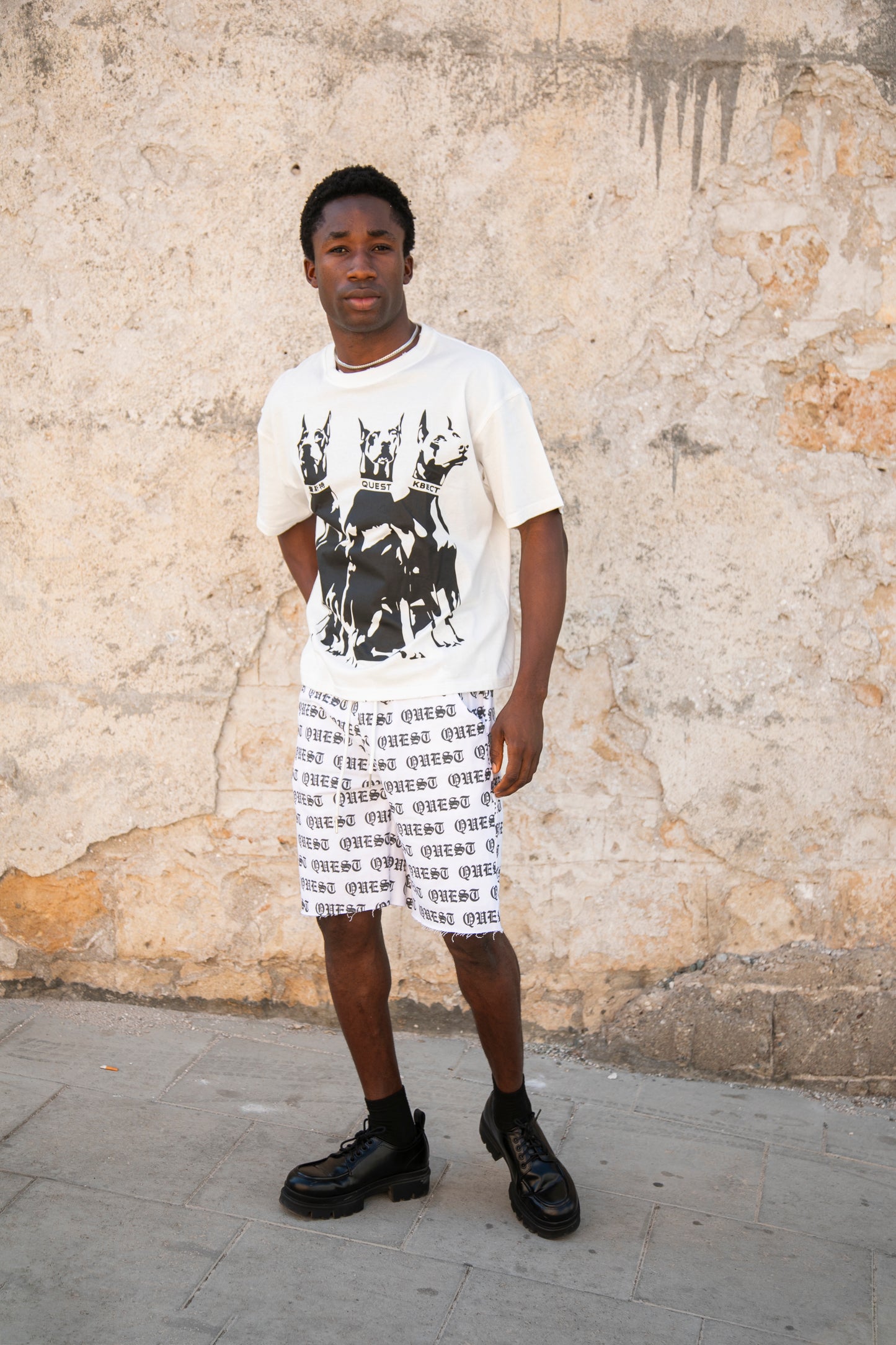 Ghost Doberman Oversized Graphic T-Shirt –  White