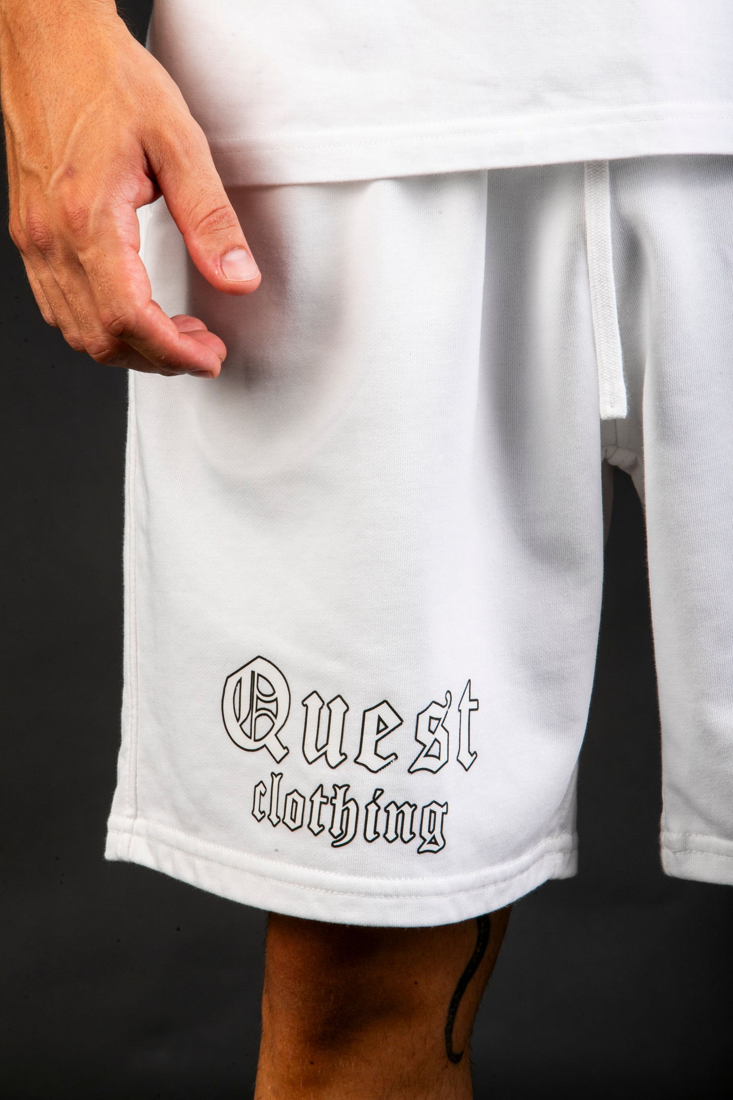 Original Text White Shorts - Quest Clothing