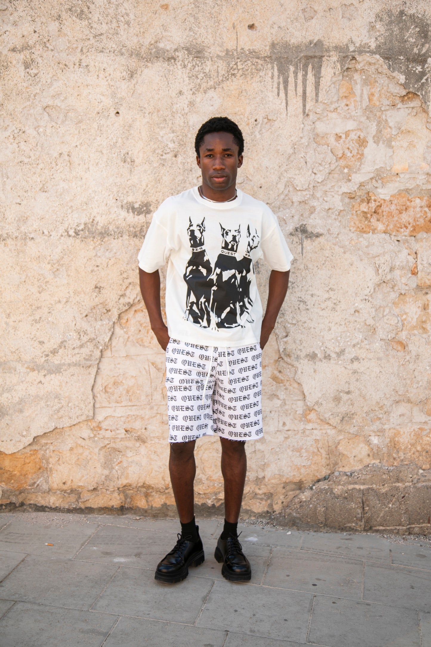 Ghost Doberman Oversized Graphic T-Shirt –  White