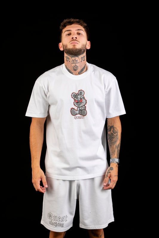 Angry Teddy Bear Graphic White T-Shirt – Quest Clothing