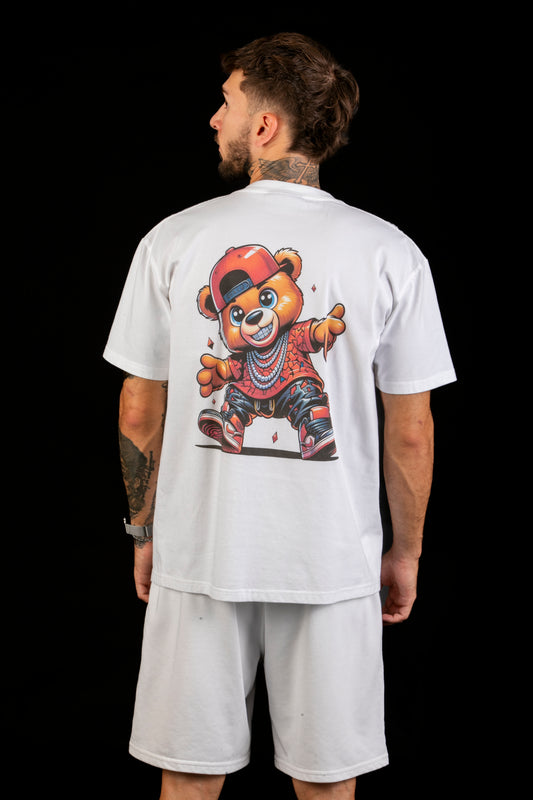 Hip Hop Bear Graphic White T-Shirt – Quest Clothing