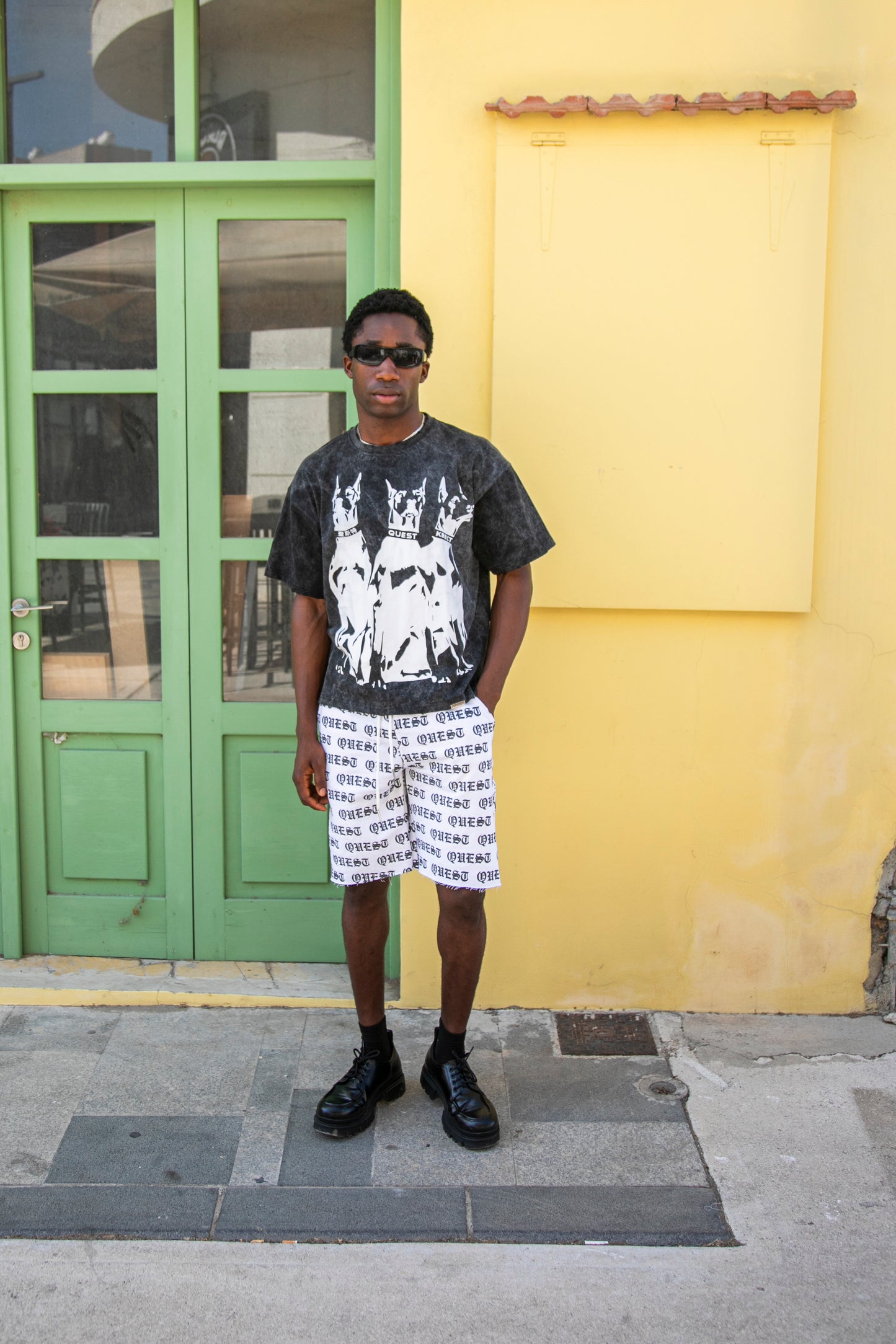 Ghost Doberman Oversized Graphic T-Shirt – Washed Black