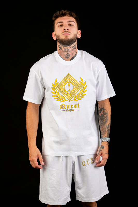 Gold Greek Symbol Graphic White T-Shirt – Quest Clothing