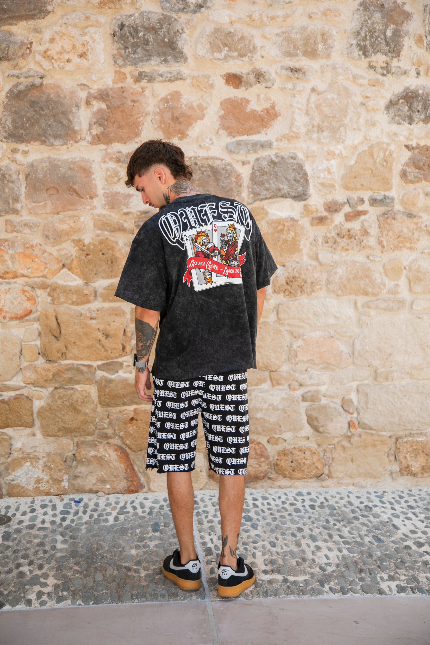 Cards Oversized Graphic T-Shirt –  Washed Black