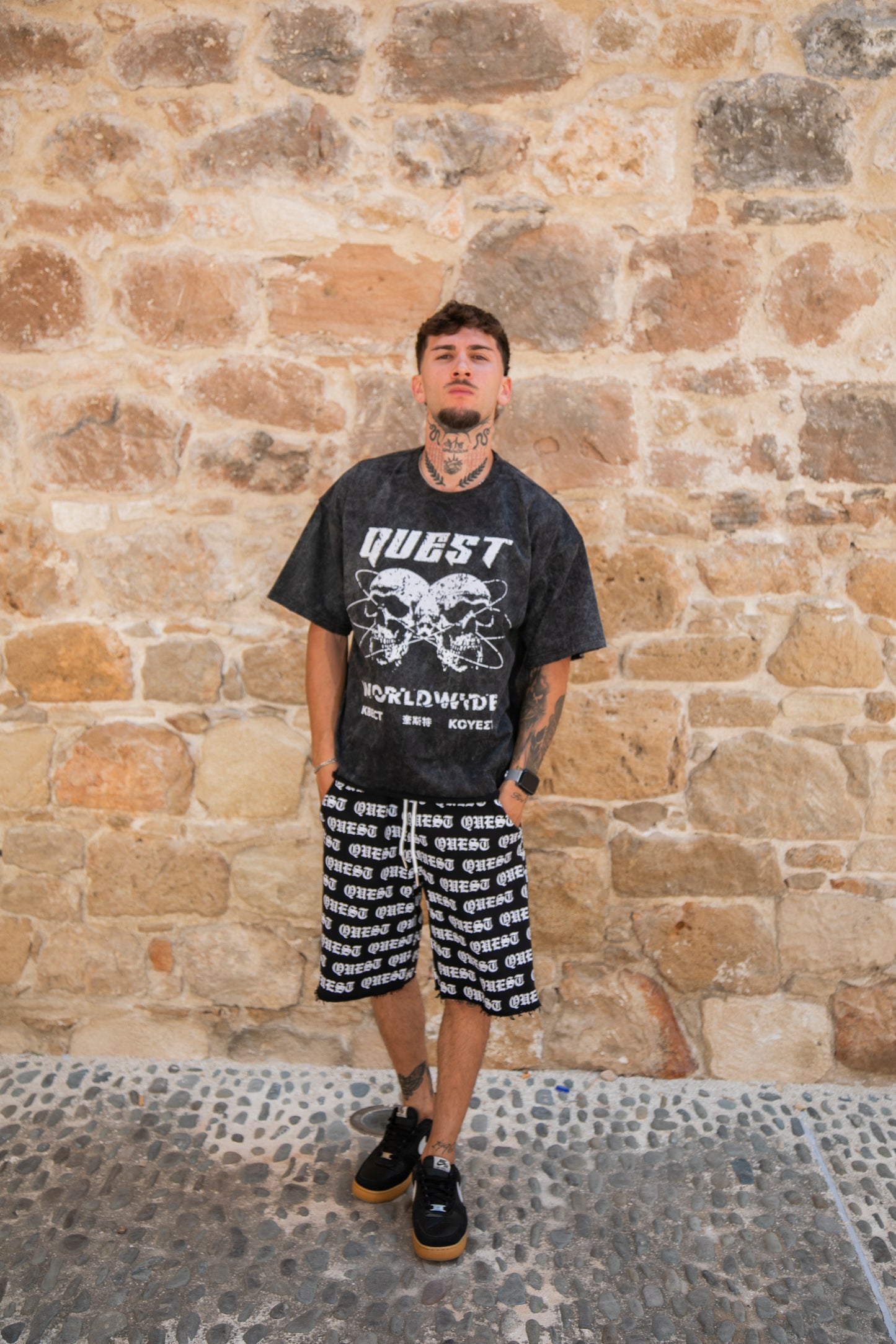 Bones Oversized Graphic T-Shirt – Washed Black