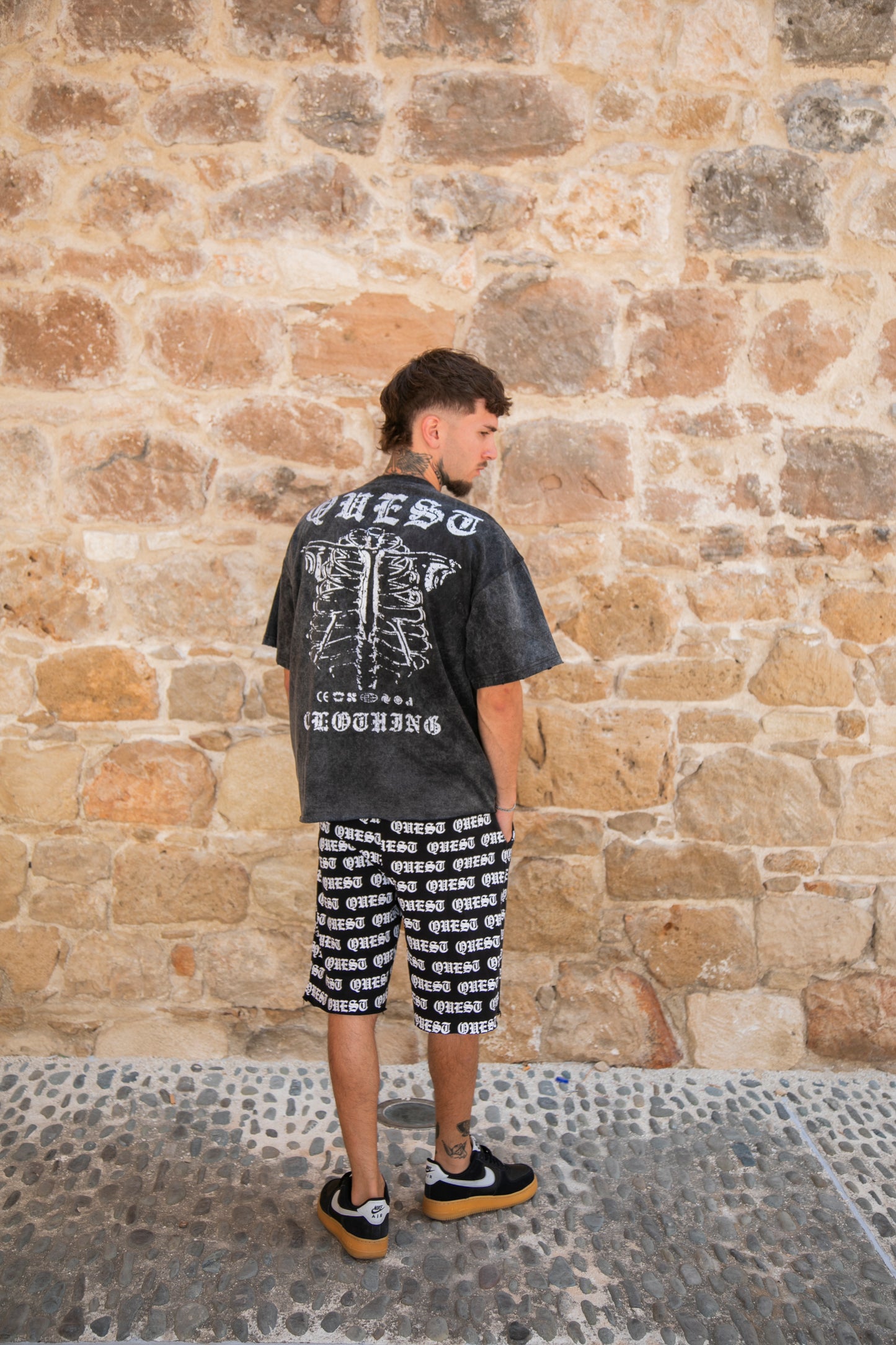 Bones Oversized Graphic T-Shirt – Washed Black