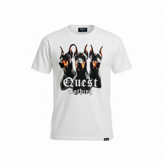 Doberman Graphic White T-Shirt – Quest Clothing