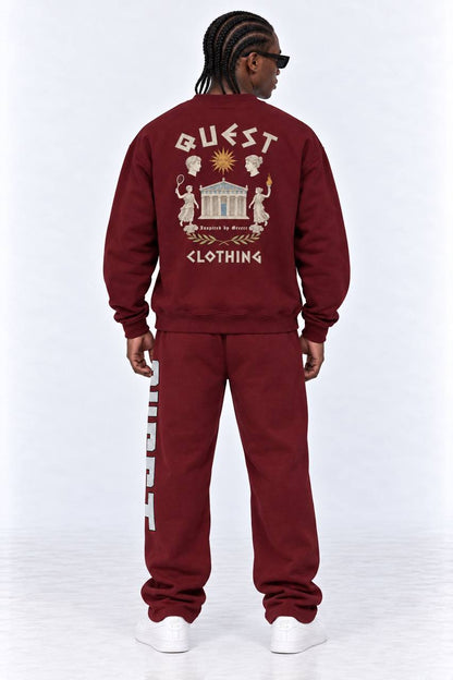 QUEST Logo Relaxed Sweatpants – Burgundy
