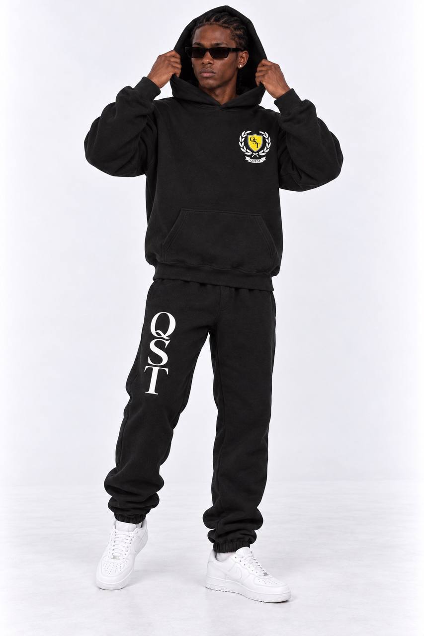 QST Monogram Cuffed Joggers – Black