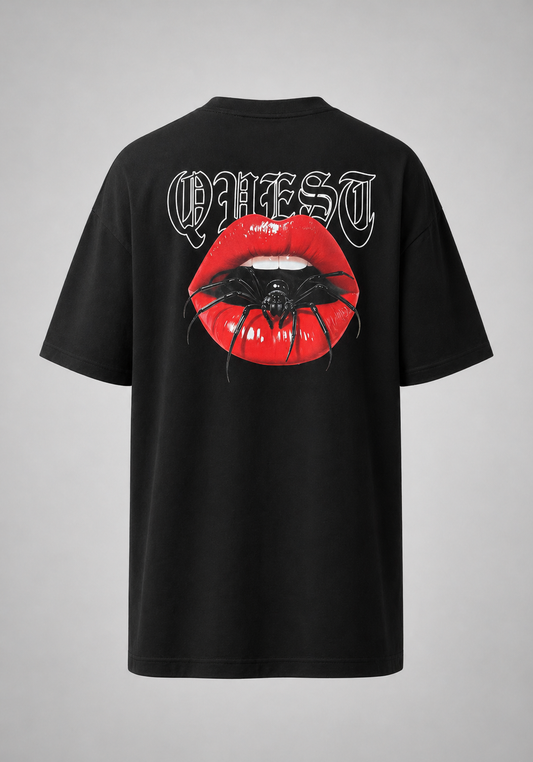 Spider Lips Oversized T-Shirt - Black