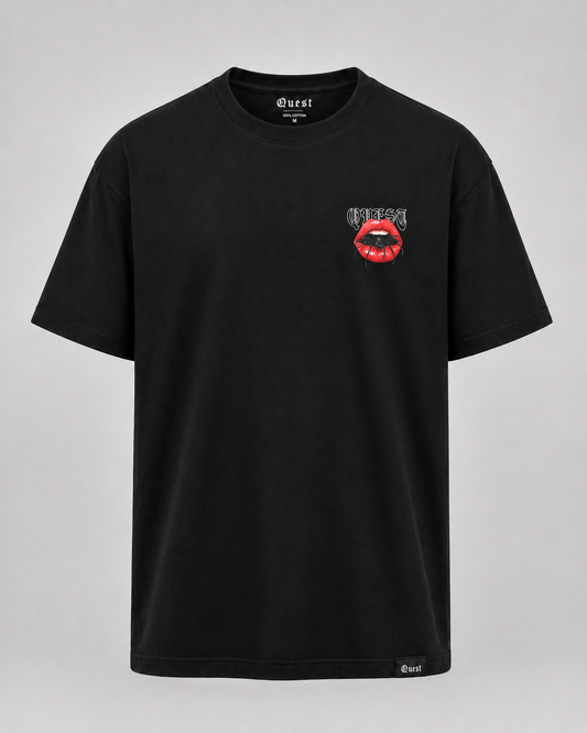 Spider Lips Oversized T-Shirt - Black